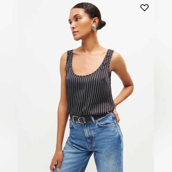 NWT Reformation Jasmine Scoop Neck Top in Broadway Stripe - Picture 1 of 4